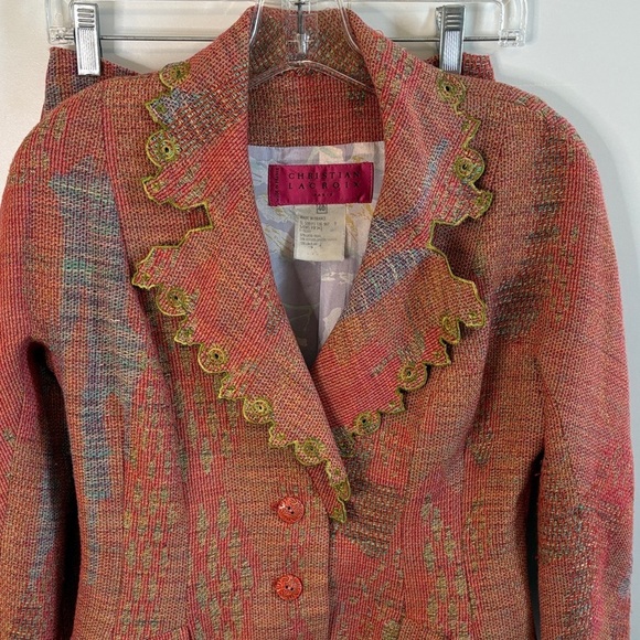 Christian Lacroix Paris Vintage Couture Pink and Yellow Patterned Skirt Suit - Picture 12 of 16